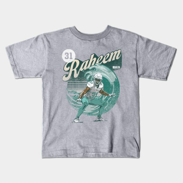 Raheem Mostert Miami Surfing Celebration Kids T-Shirt by ClarityMacaws